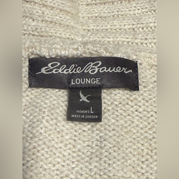 Eddie Bauer Lounge Cardigan Sweater Women’s L Ivory Long Sleeve Cozy Neutral - Picture 3 of 16